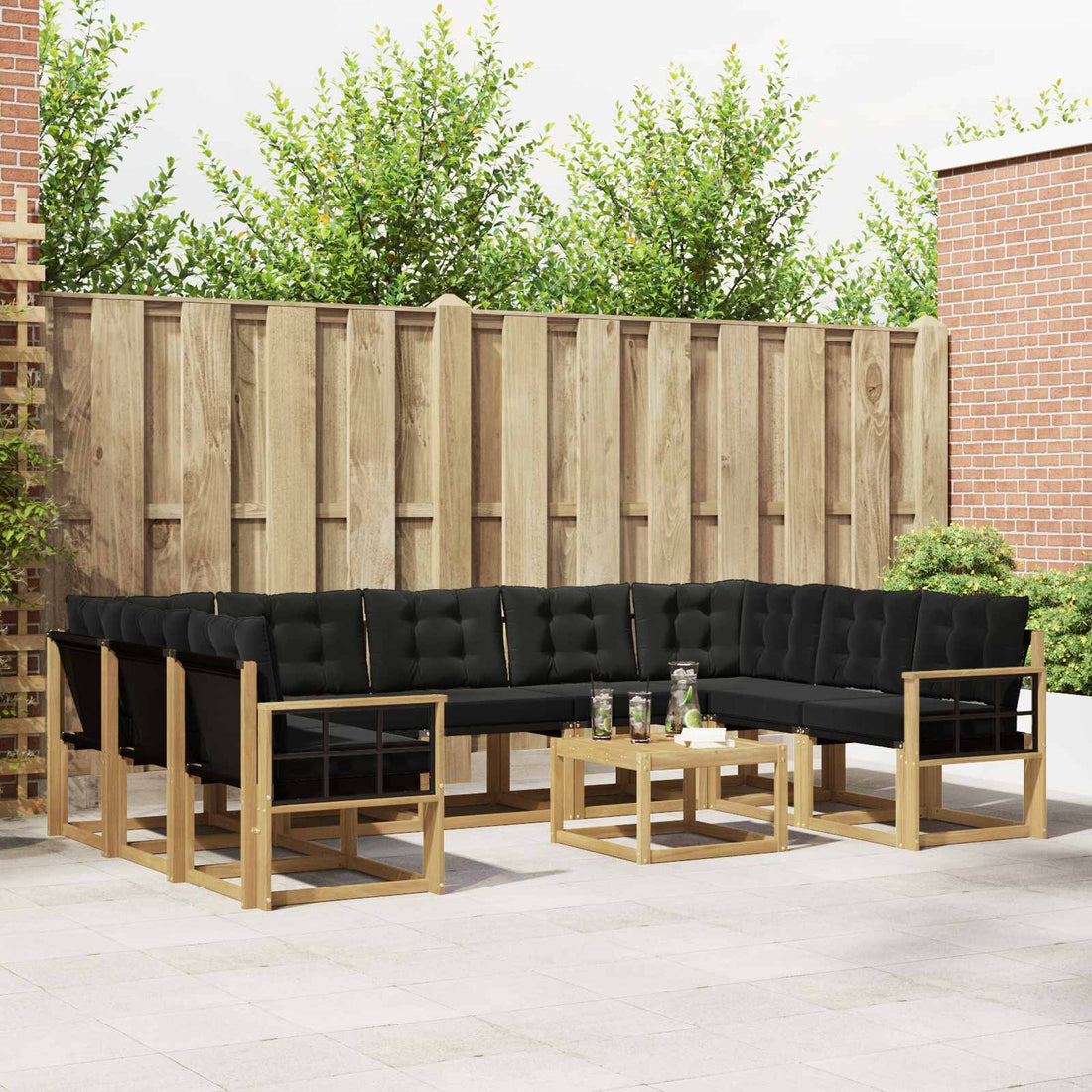 vidaXL Conjunto de sofás de exterior 10 uds. Blanco y Negro