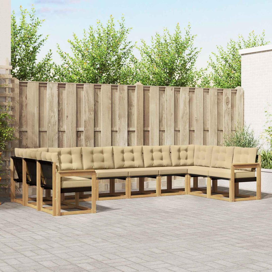 vidaXL Conjunto de sofás de exterior 10 uds. y Beige