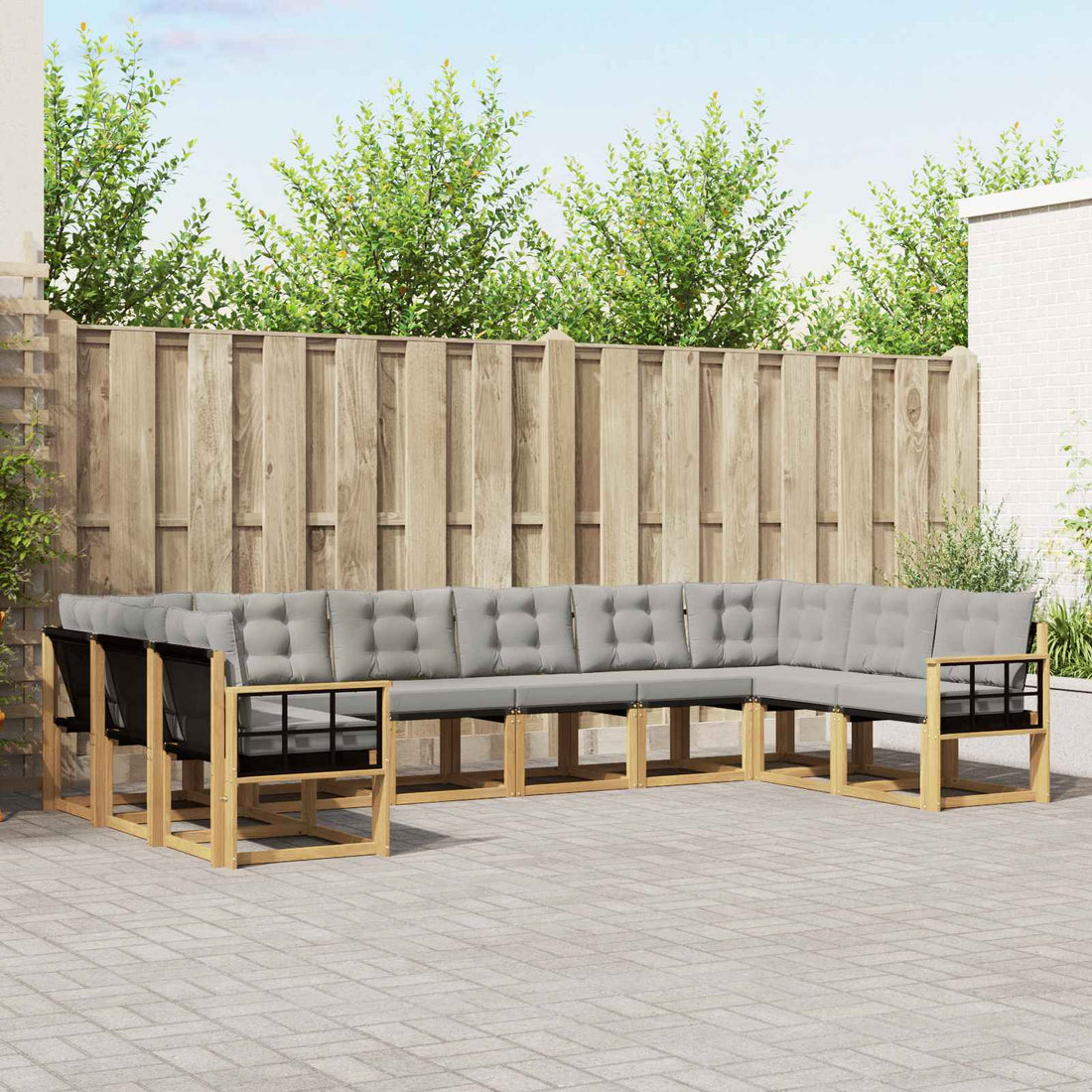 vidaXL Conjunto de sofás de exterior 10 uds. Blanco y Gris Claro