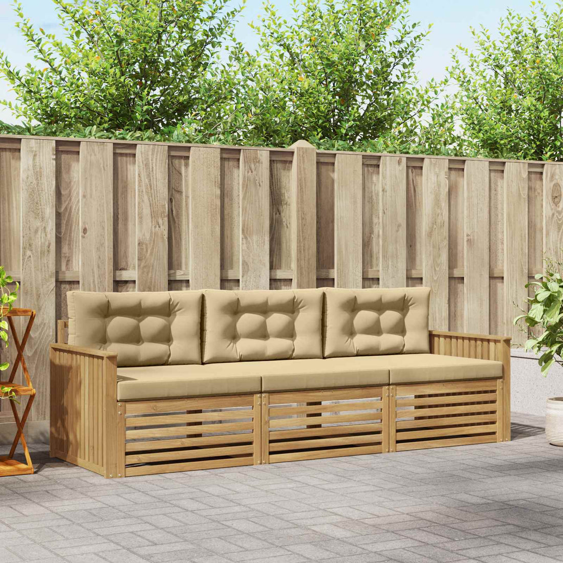 vidaXL Conjunto de sofás de exterior 3 uds. y Beige