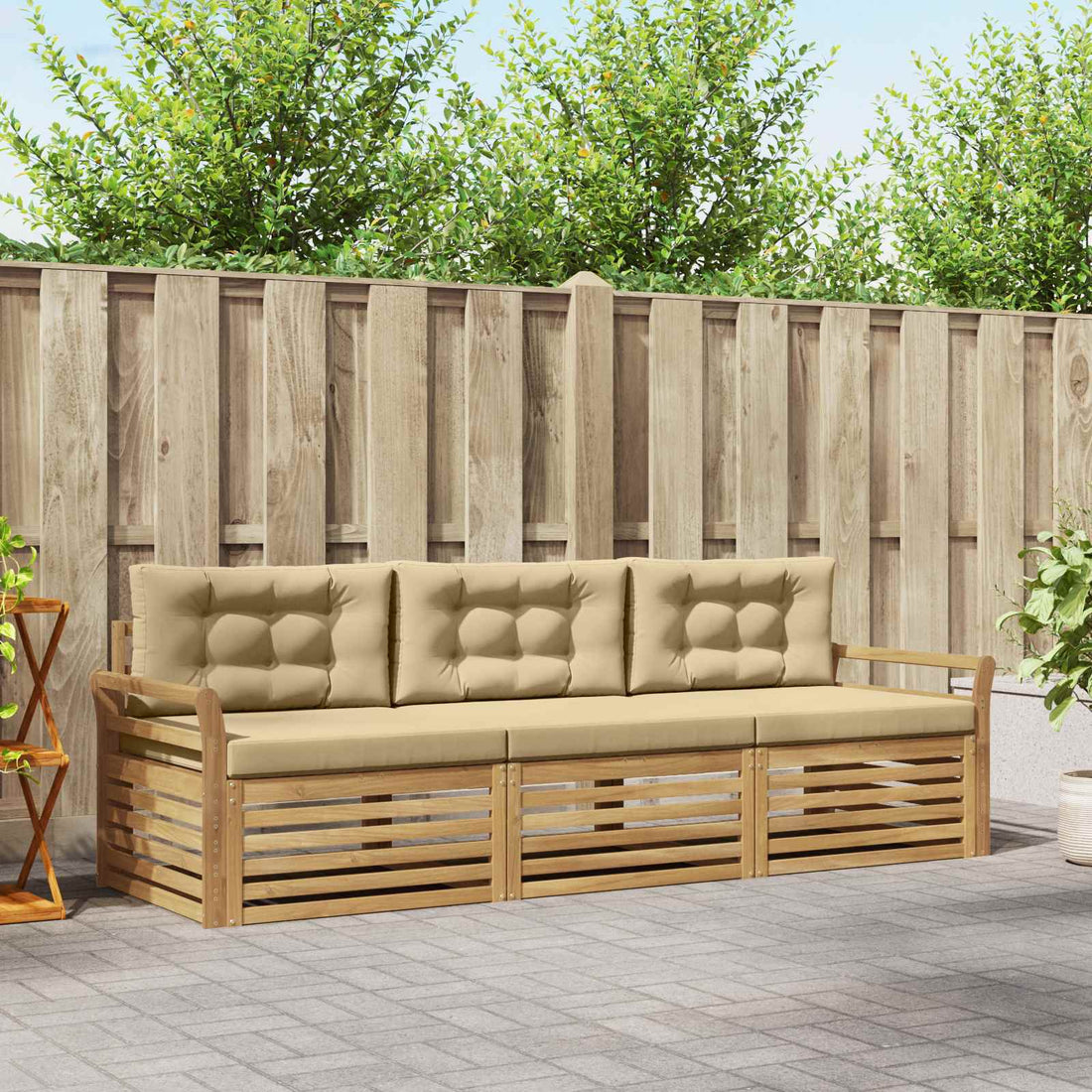 vidaXL Conjunto de sofás de exterior 3 uds. y Beige