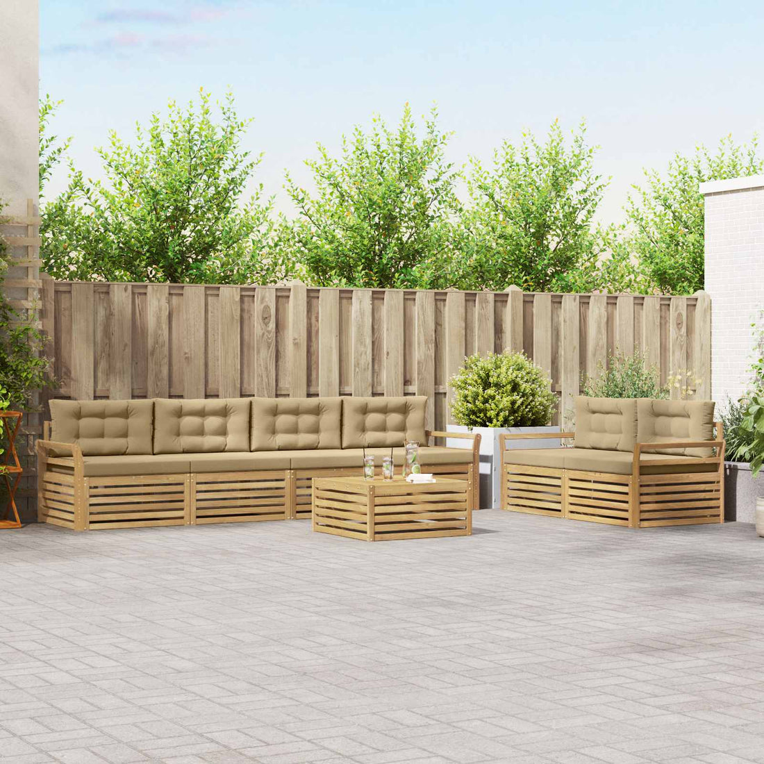 vidaXL Conjunto de sofás de exterior 7 uds. y Beige