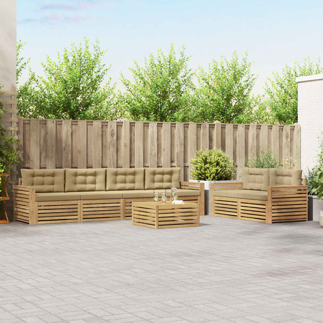 vidaXL Conjunto de sofás de exterior 7 uds. y Beige