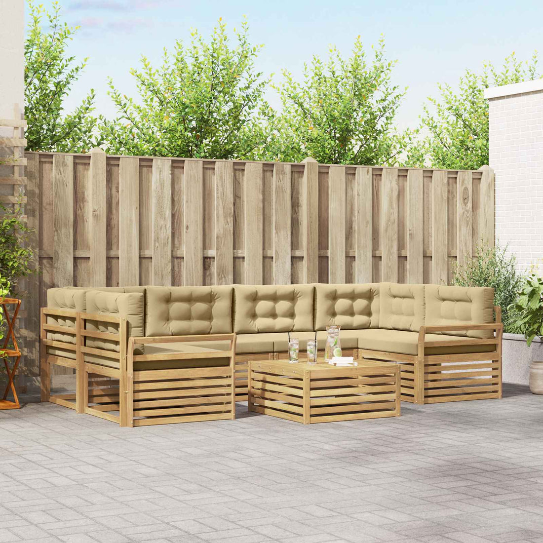 vidaXL Conjunto de sofás de exterior 7 uds. y Beige