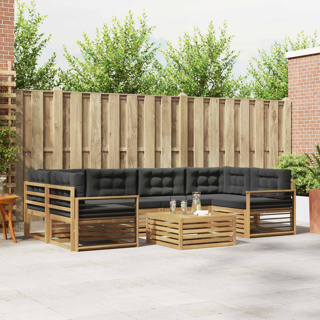 vidaXL Conjunto de sofás de exterior 7 uds. Blanco y Antracita