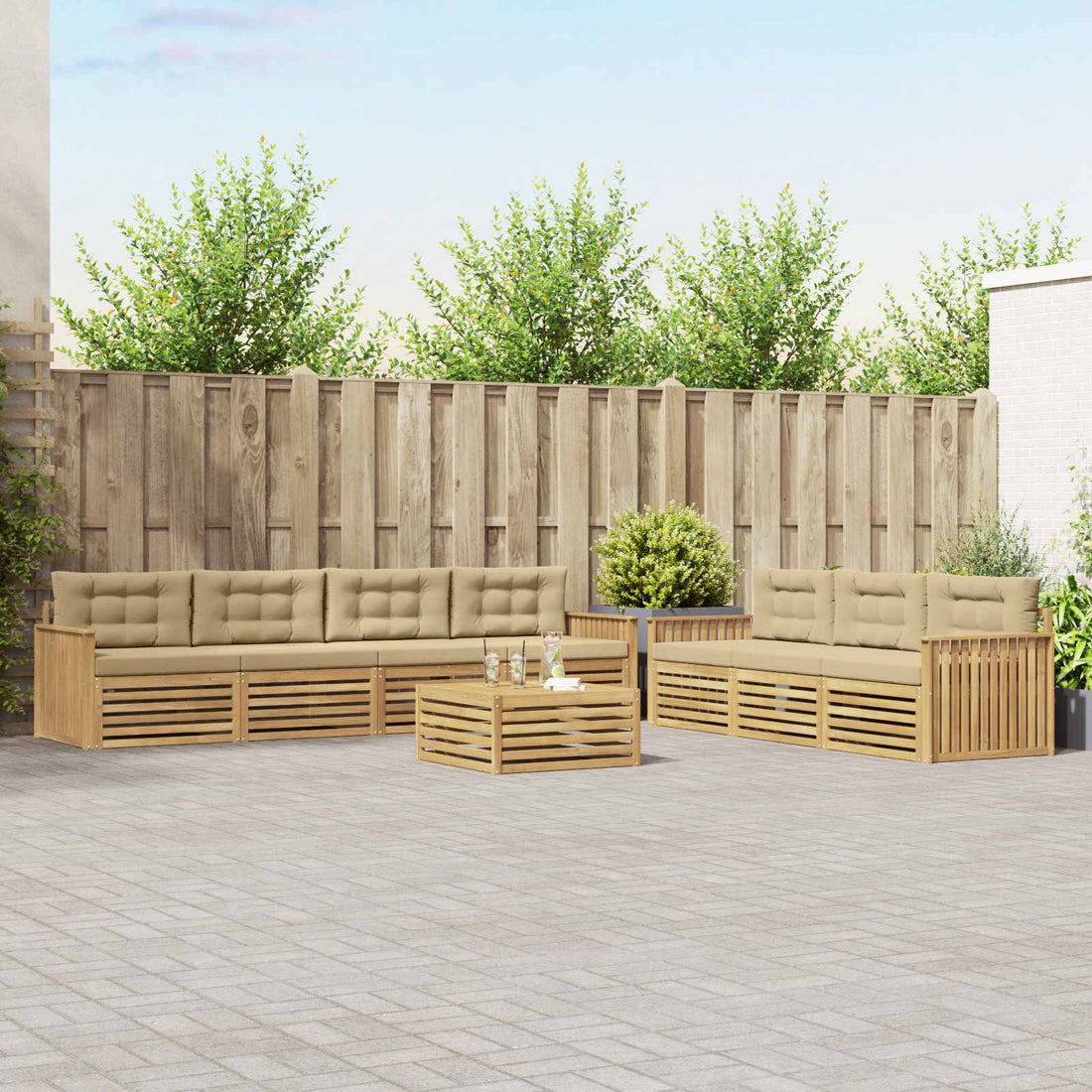 vidaXL Conjunto de sofás de exterior 8 uds. y Beige