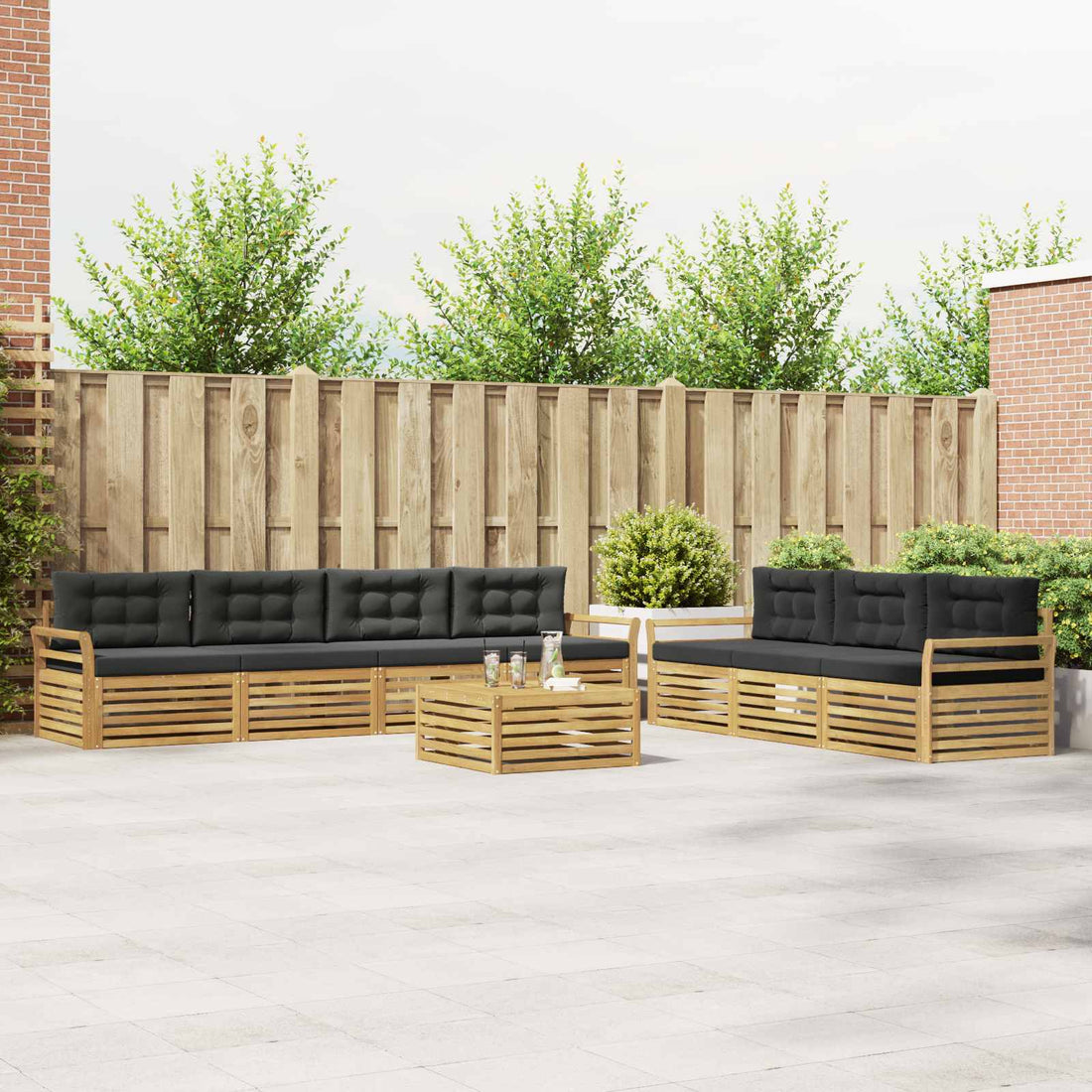 vidaXL Conjunto de sofás de exterior 8 uds. Blanco y Antracita