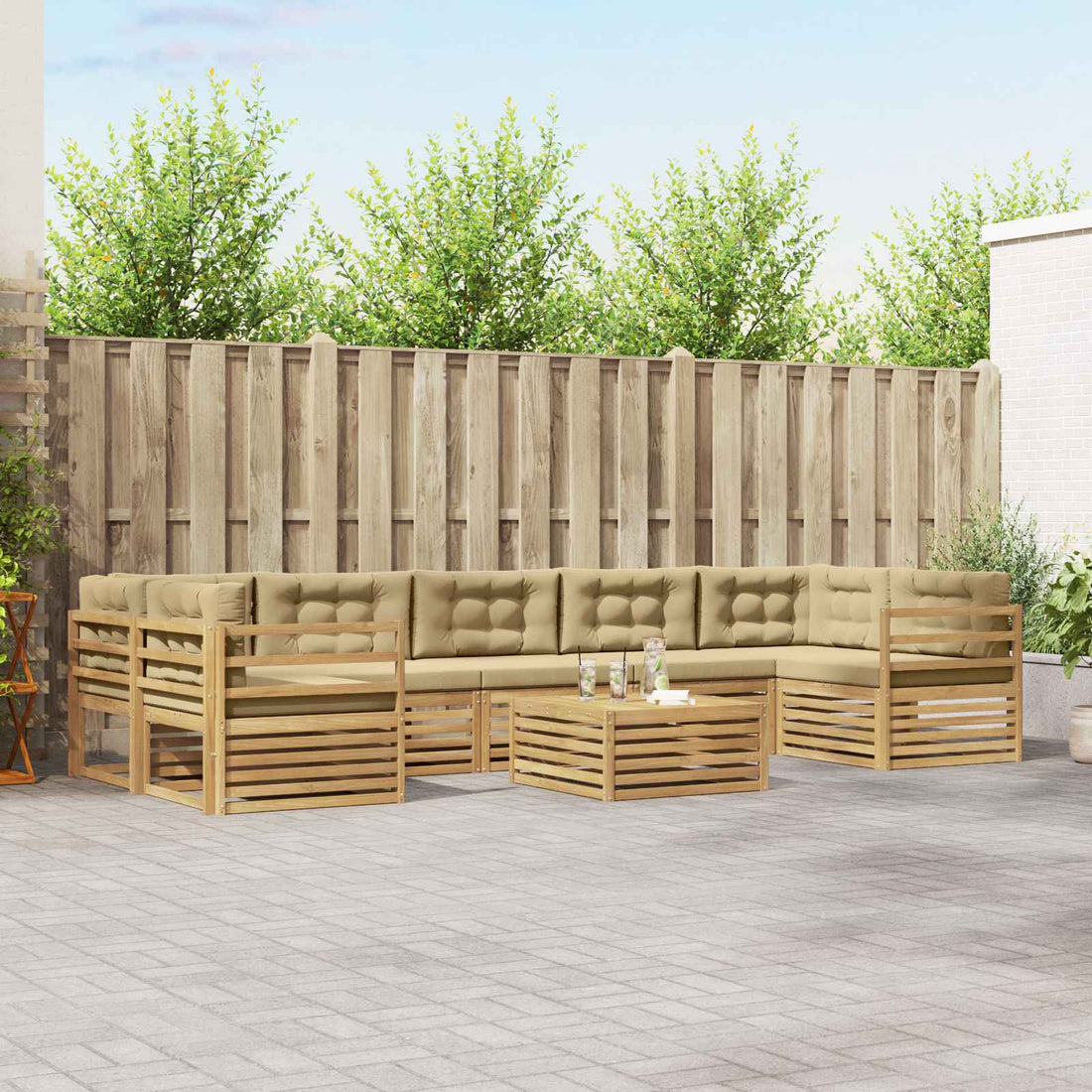vidaXL Conjunto de sofás de exterior 8 uds. y Beige