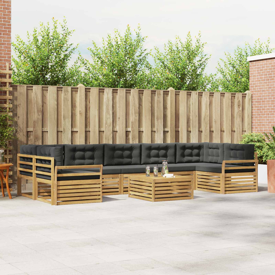 vidaXL Conjunto de sofás de exterior 8 uds. Blanco y Antracita