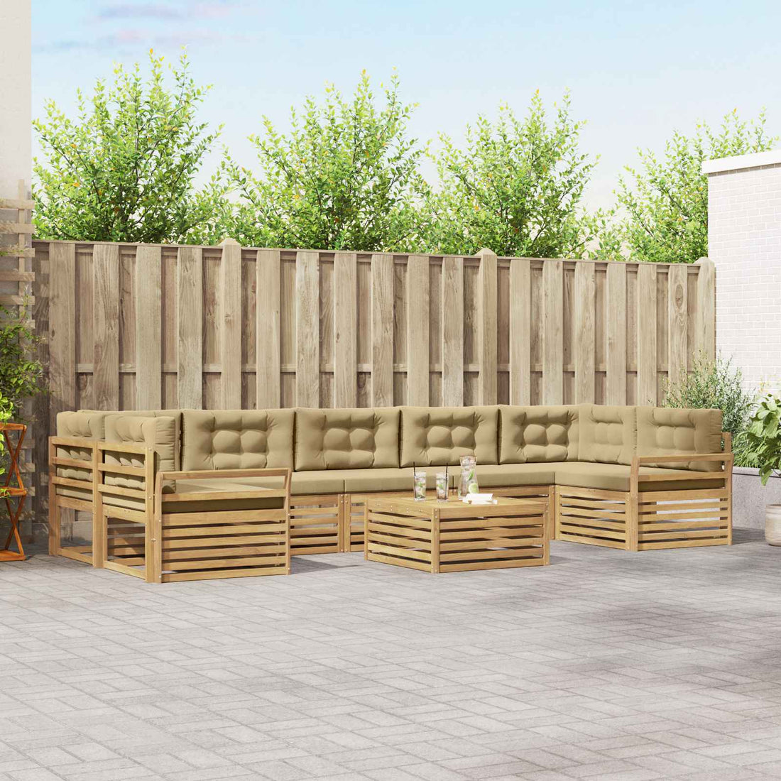vidaXL Conjunto de sofás de exterior 8 uds. y Beige