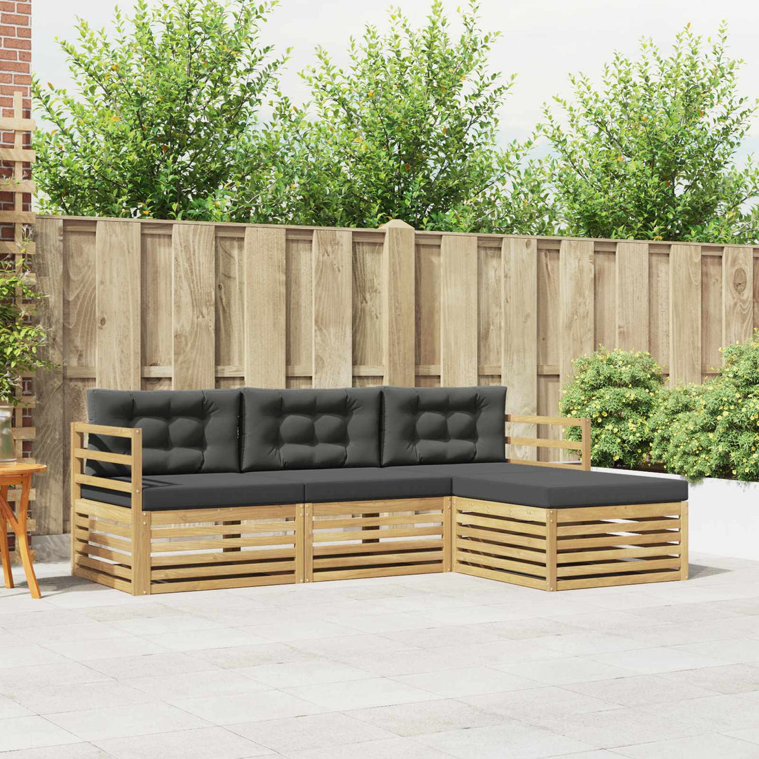 vidaXL Conjunto de sofás de exterior 4 uds. Blanco y Antracita