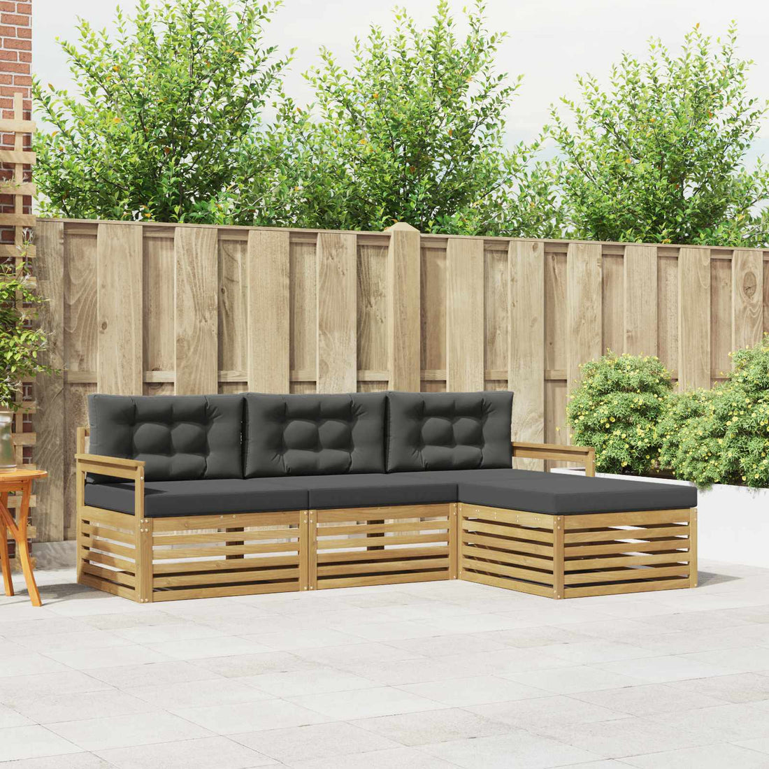 vidaXL Conjunto de sofás de exterior 4 uds. Blanco y Antracita