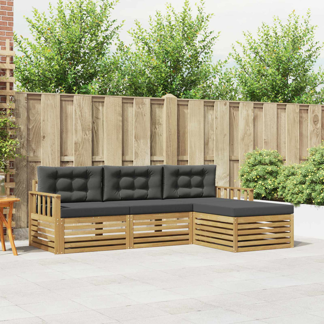 vidaXL Conjunto de sofás de exterior 4 uds. Blanco y Antracita