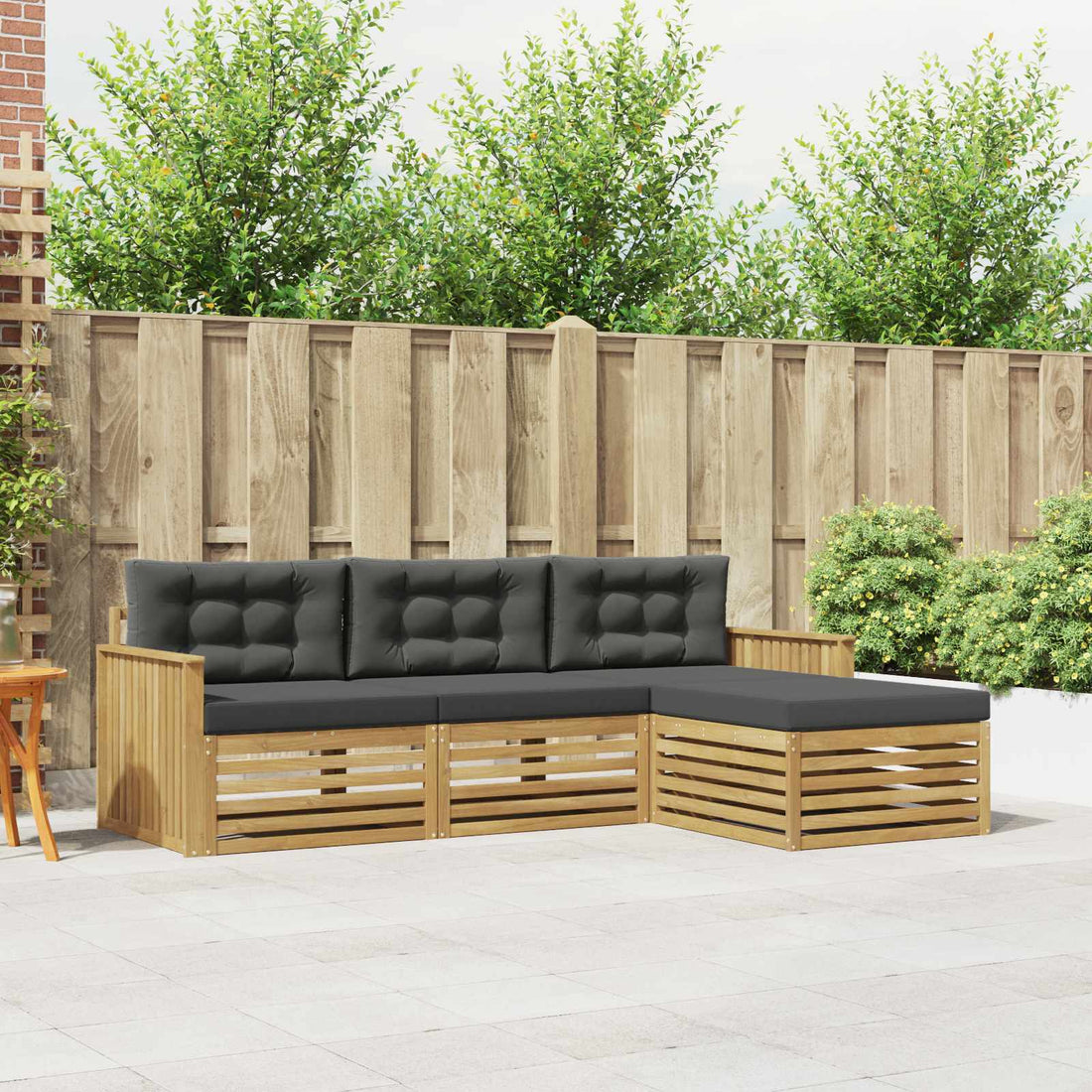 vidaXL Conjunto de sofás de exterior 4 uds. Blanco y Antracita