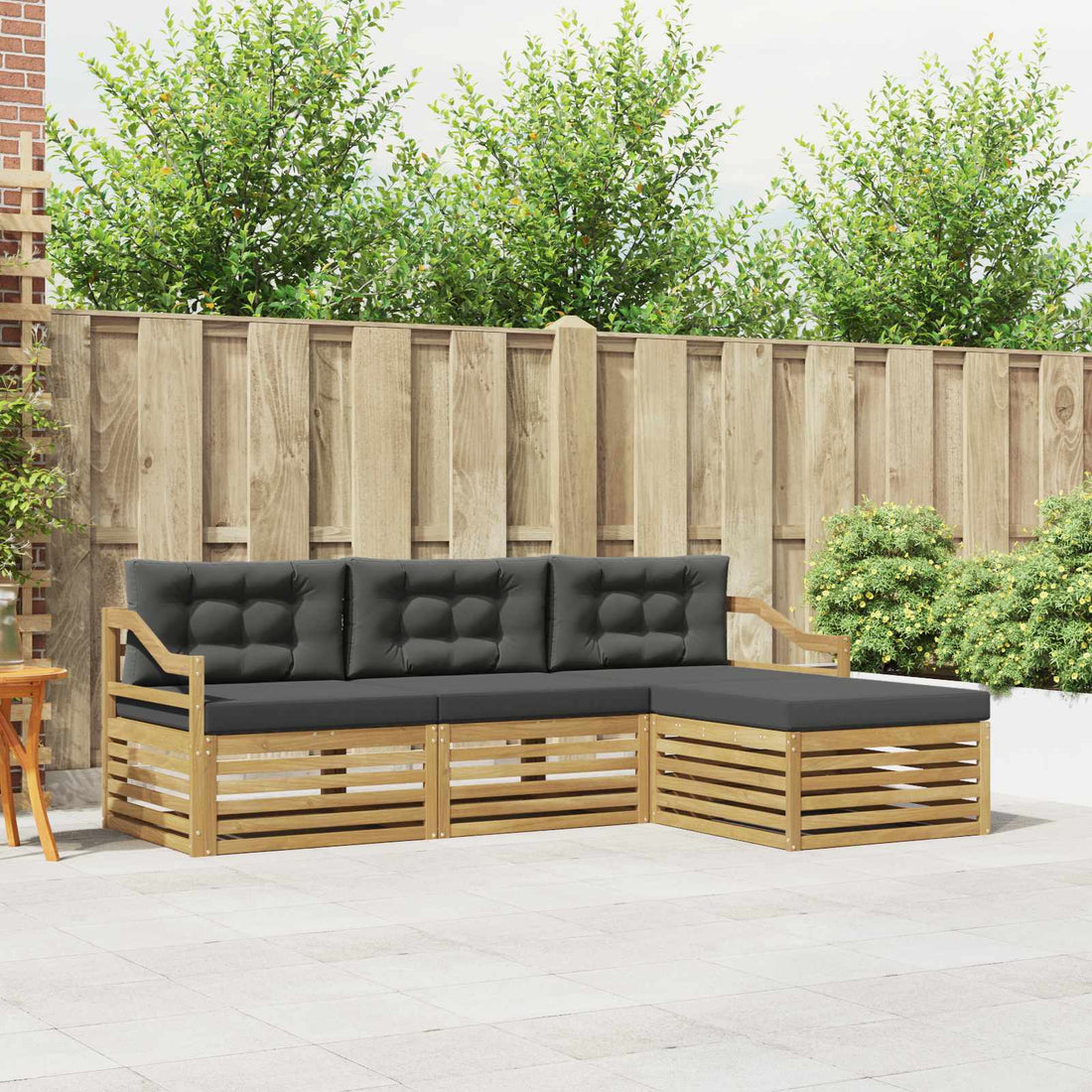vidaXL Conjunto de sofás de exterior 4 uds. Blanco y Antracita