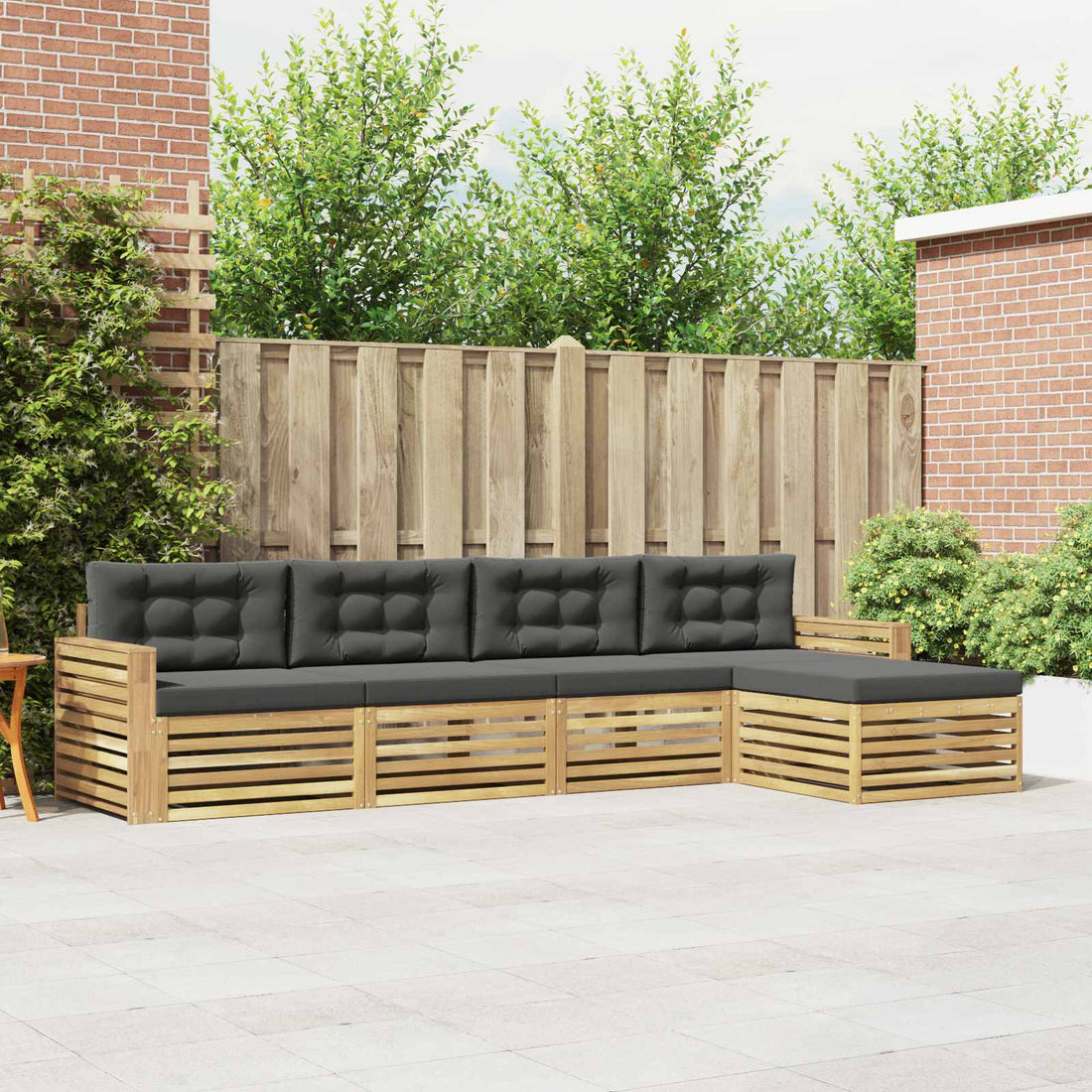 vidaXL Conjunto de sofás de exterior 5 uds. Blanco y Antracita