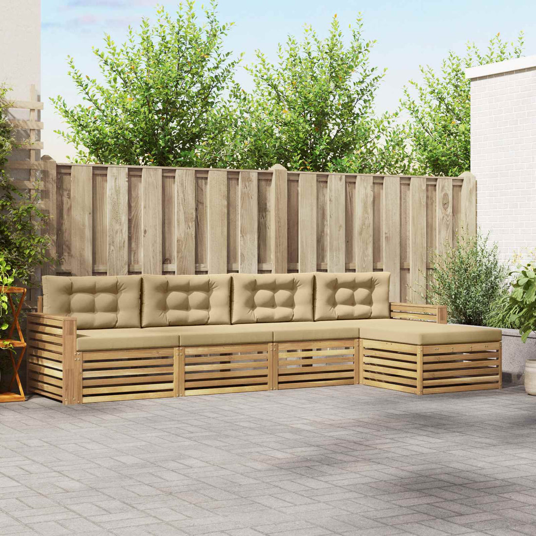 vidaXL Conjunto de sofás de exterior 5 uds. y Beige