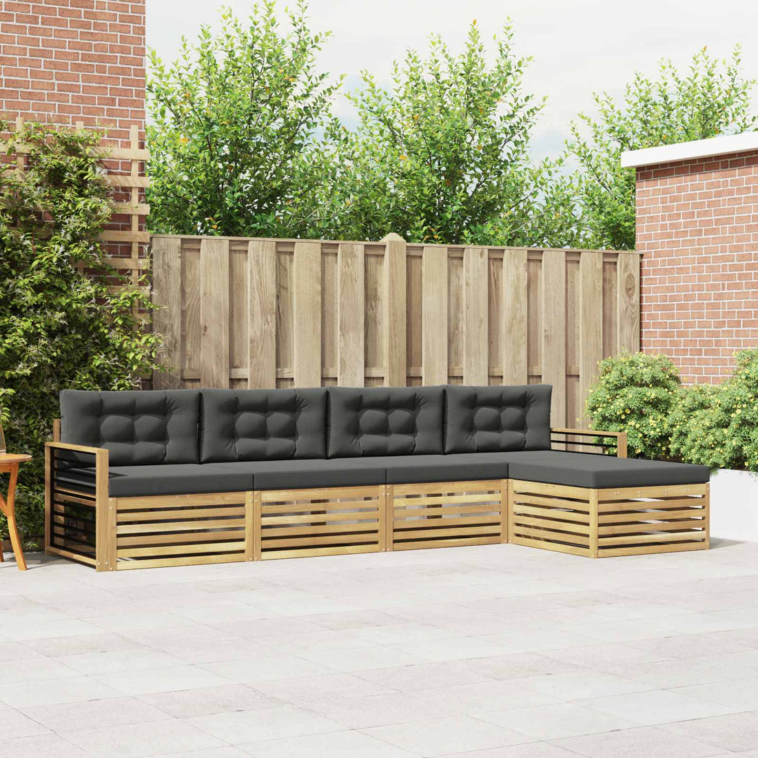 vidaXL Conjunto de sofás de exterior 5 uds. Blanco y Antracita