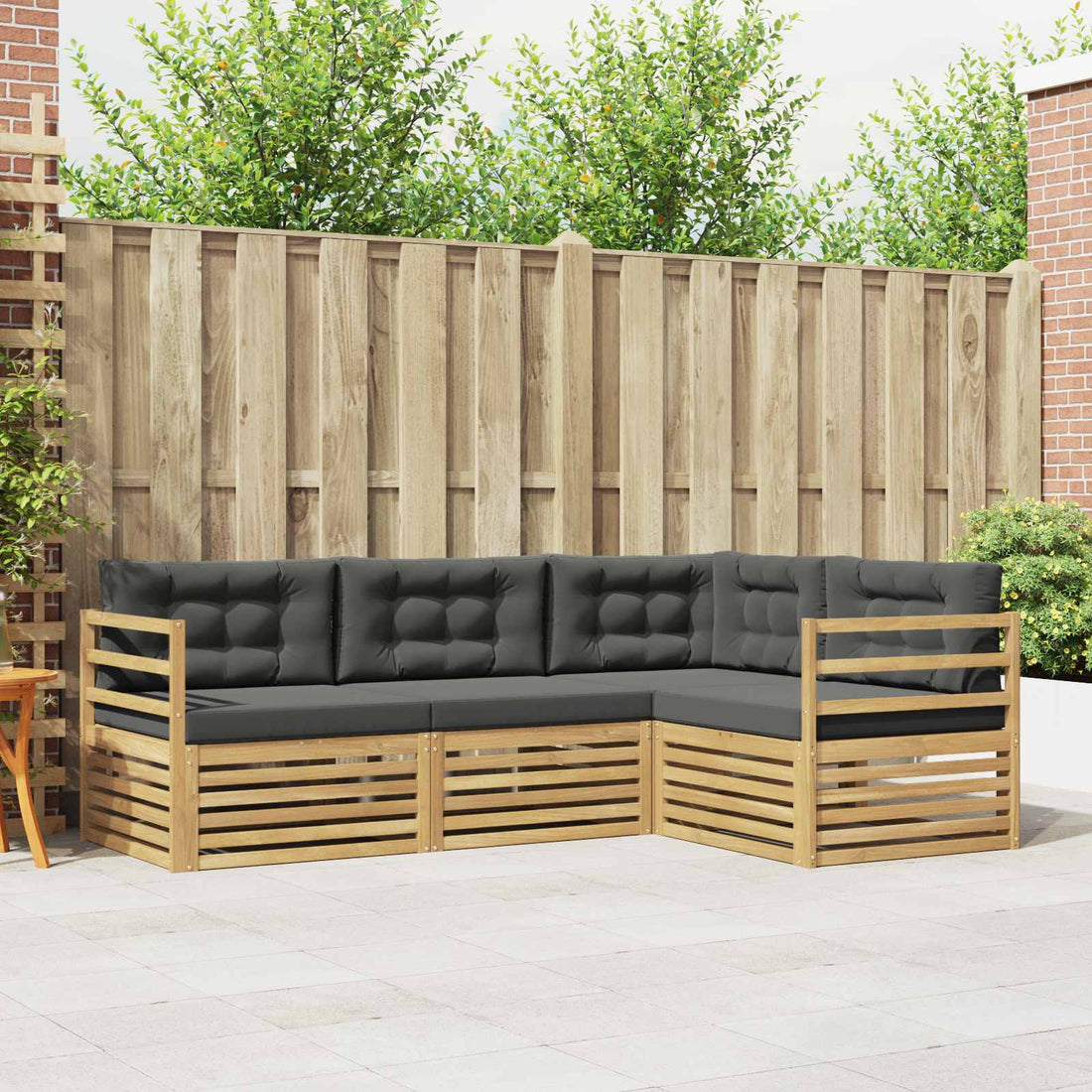 vidaXL Conjunto de sofás de exterior 4 uds. Blanco y Antracita