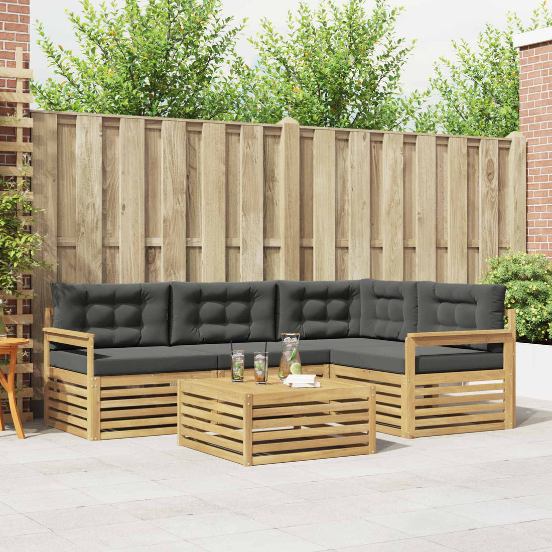 vidaXL Conjunto de sofás de exterior 6 uds. Blanco y Antracita