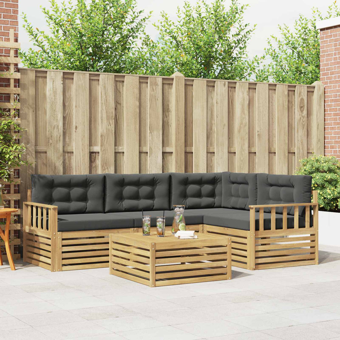 vidaXL Conjunto de sofás de exterior 6 uds. Blanco y Antracita