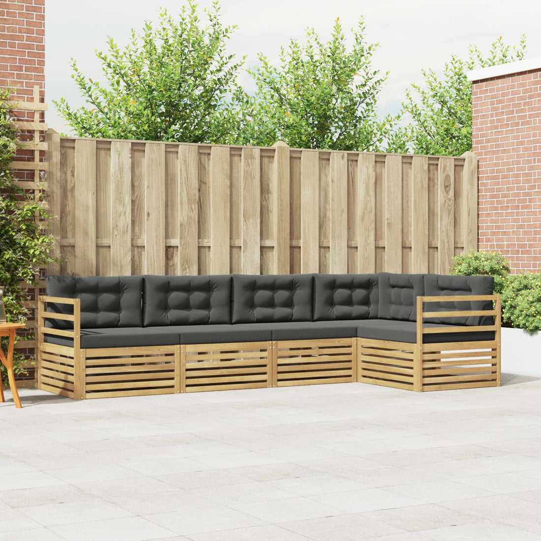 vidaXL Conjunto de sofás de exterior 5 uds. Blanco y Antracita