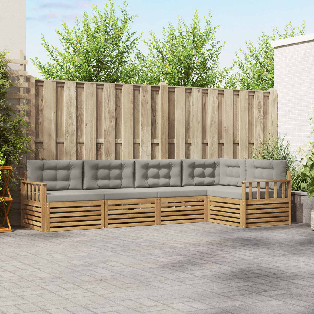 vidaXL Conjunto de sofás de exterior 6 uds. Blanco y Gris Claro