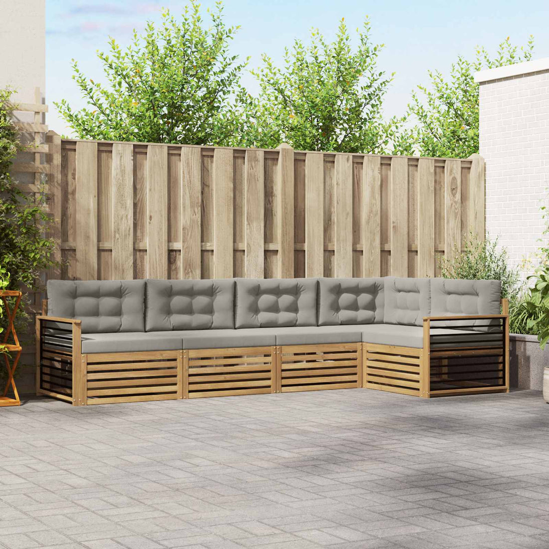 vidaXL Conjunto de sofás de exterior 6 uds. Blanco y Gris Claro