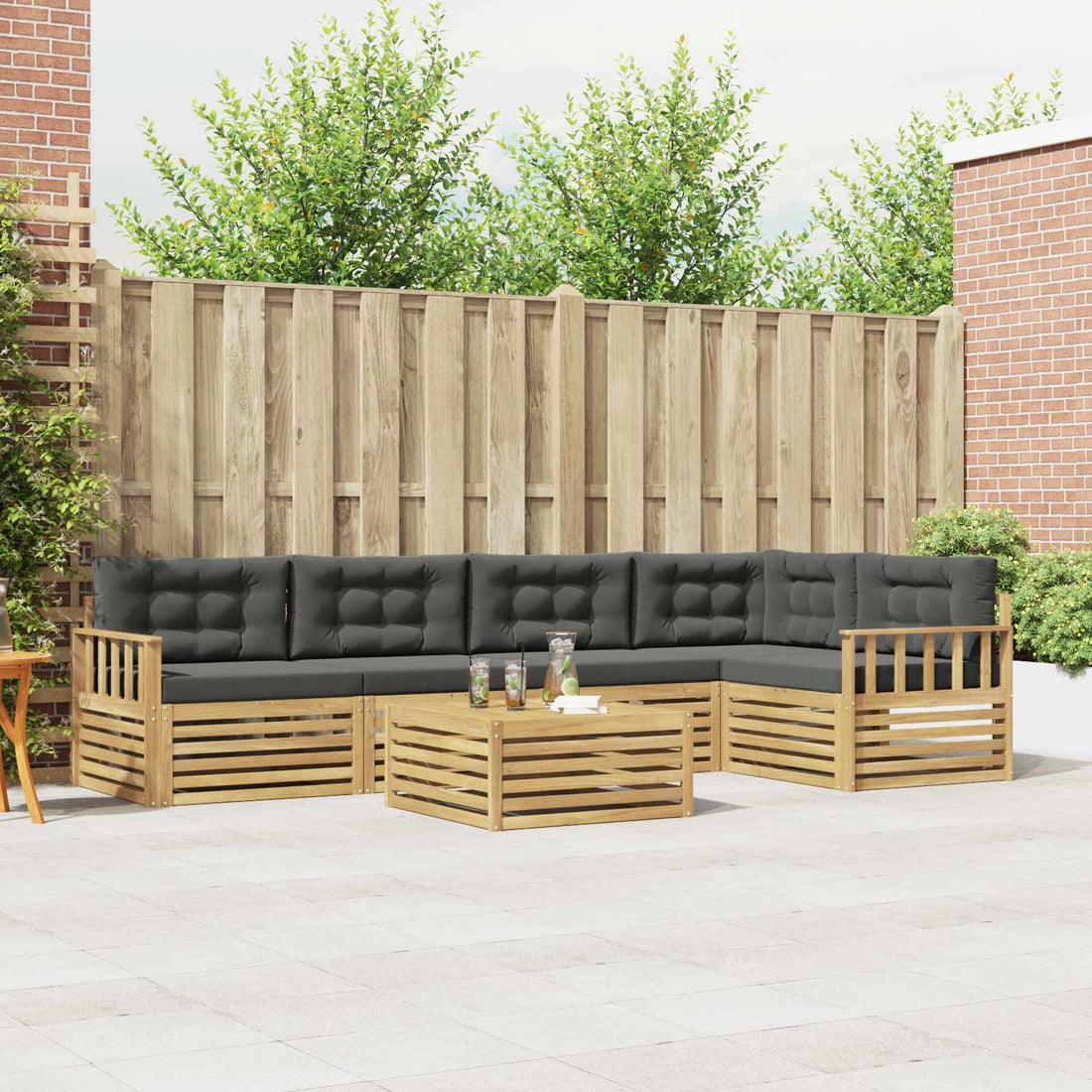 vidaXL Conjunto de sofás de exterior 6 uds. Blanco y Antracita