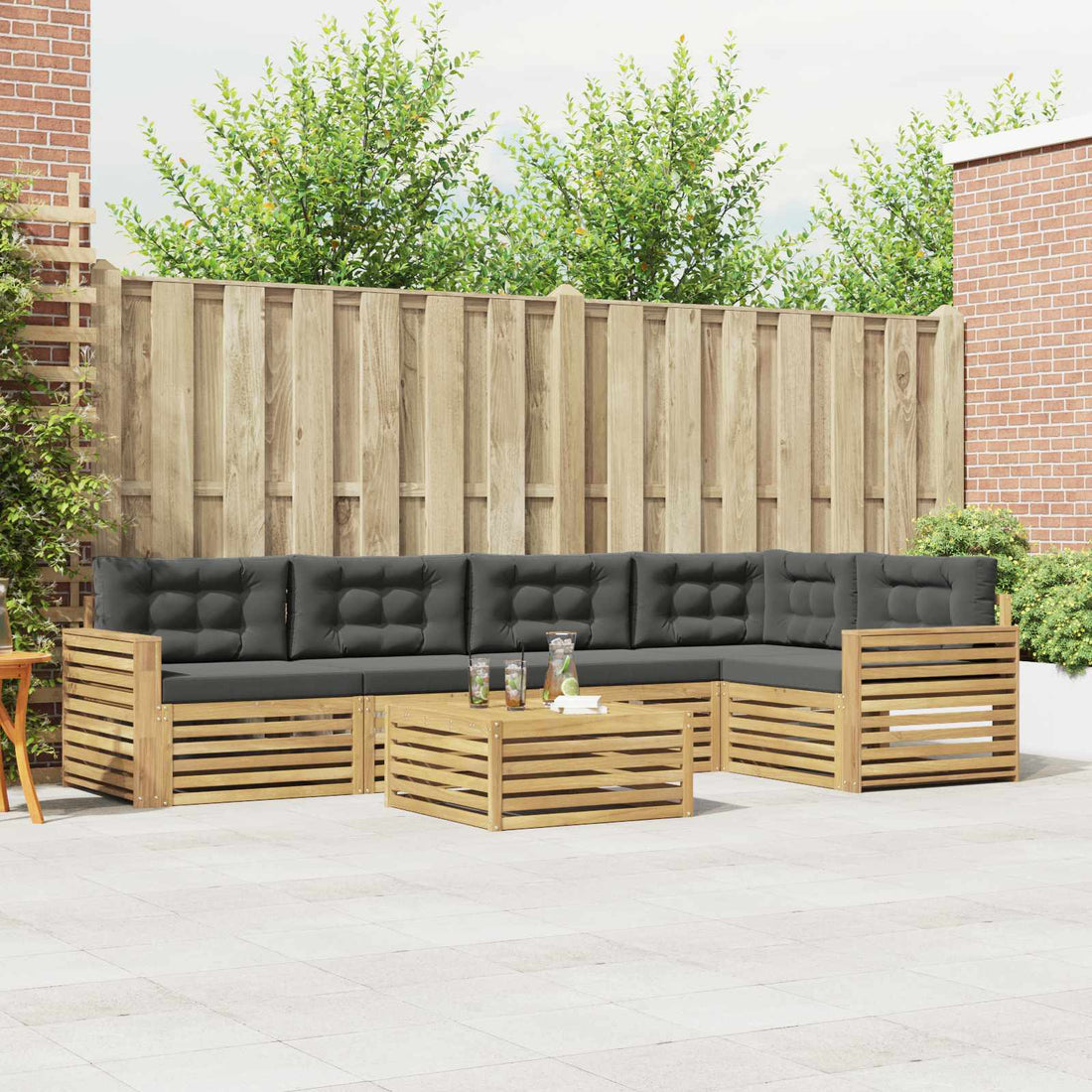 vidaXL Conjunto de sofás de exterior 6 uds. Blanco y Antracita