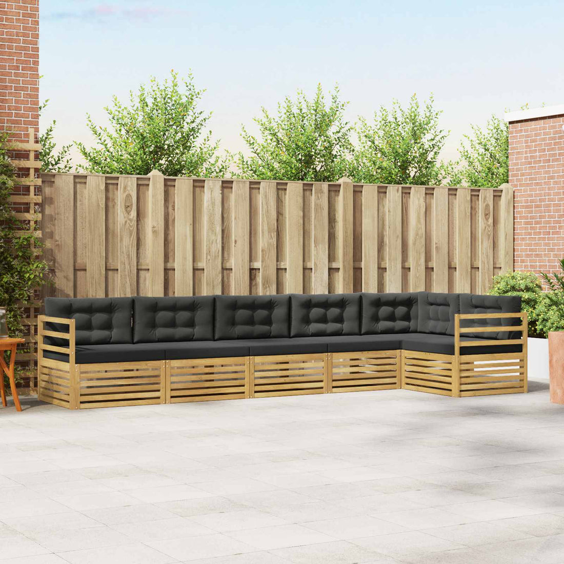 vidaXL Conjunto de sofás de exterior 6 uds. Blanco y Antracita
