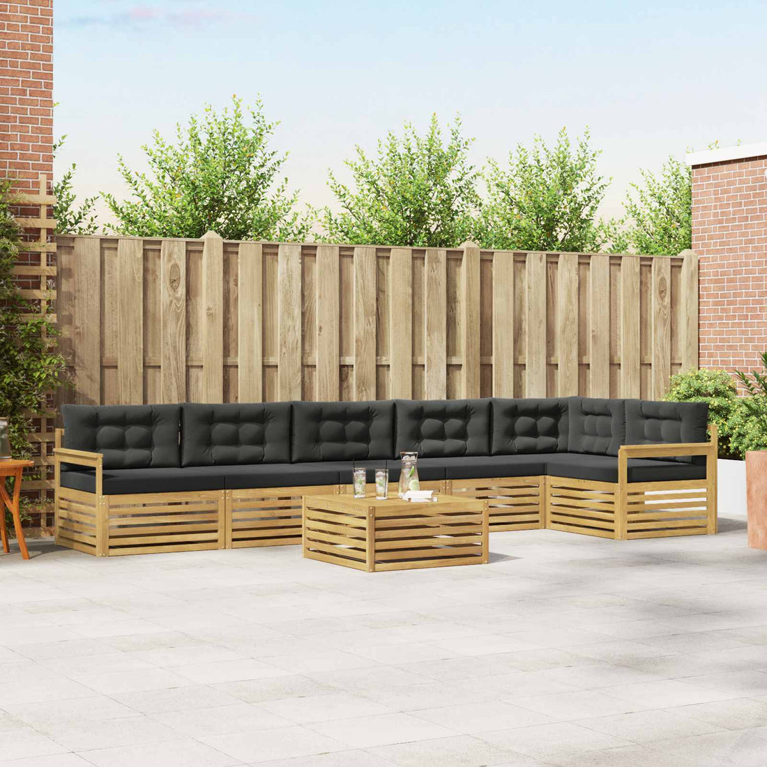 vidaXL Conjunto de sofás de exterior 7 uds. Blanco y Antracita