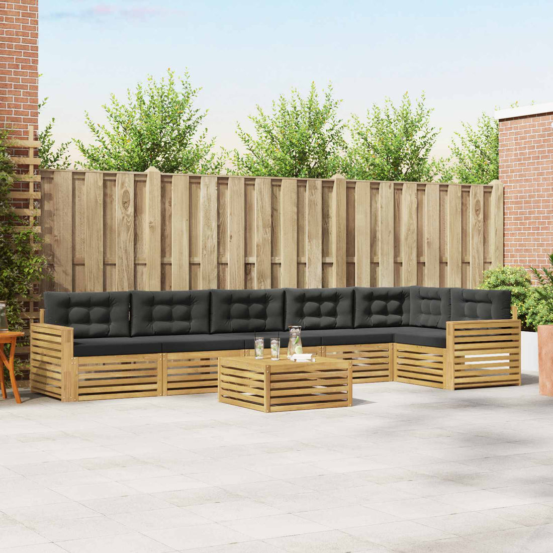 vidaXL Conjunto de sofás de exterior 7 uds. Blanco y Antracita