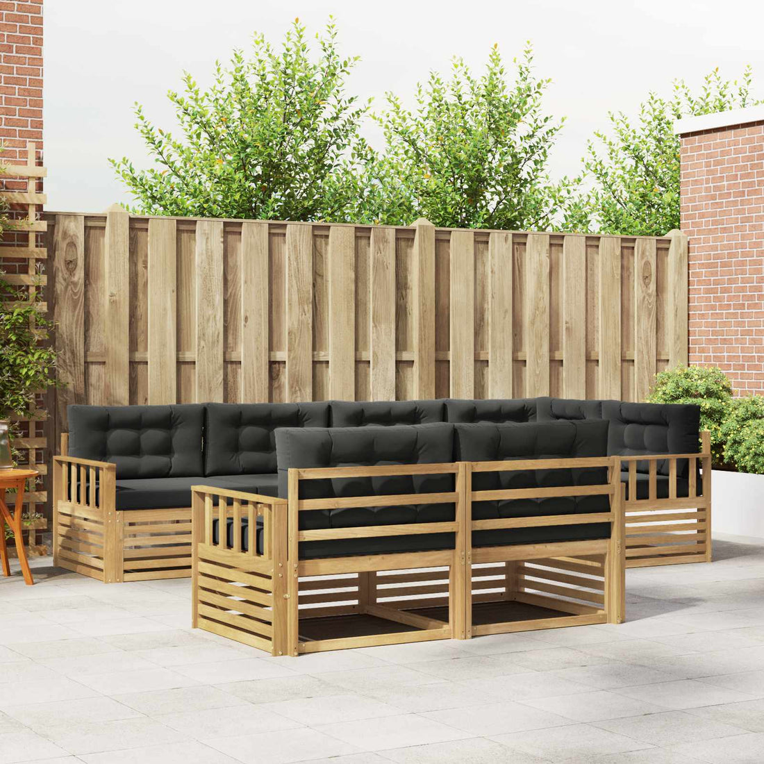 vidaXL Conjunto de sofás de exterior 7 uds. Blanco y Antracita