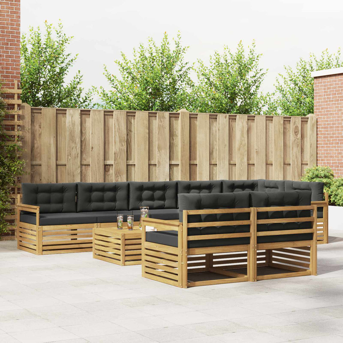 vidaXL Conjunto de sofás de exterior 9 uds. Blanco y Antracita