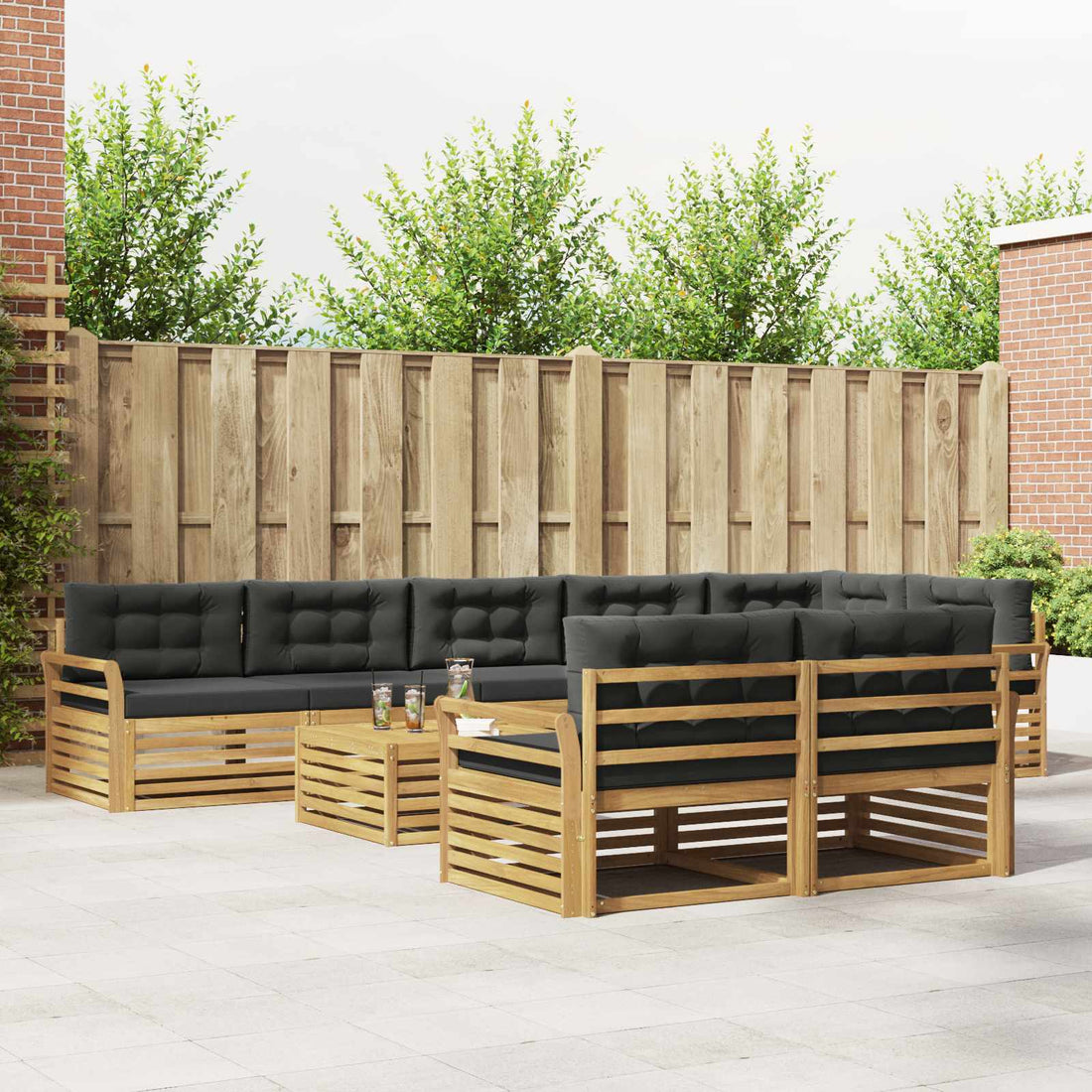 vidaXL Conjunto de sofás de exterior 9 uds. Blanco y Antracita