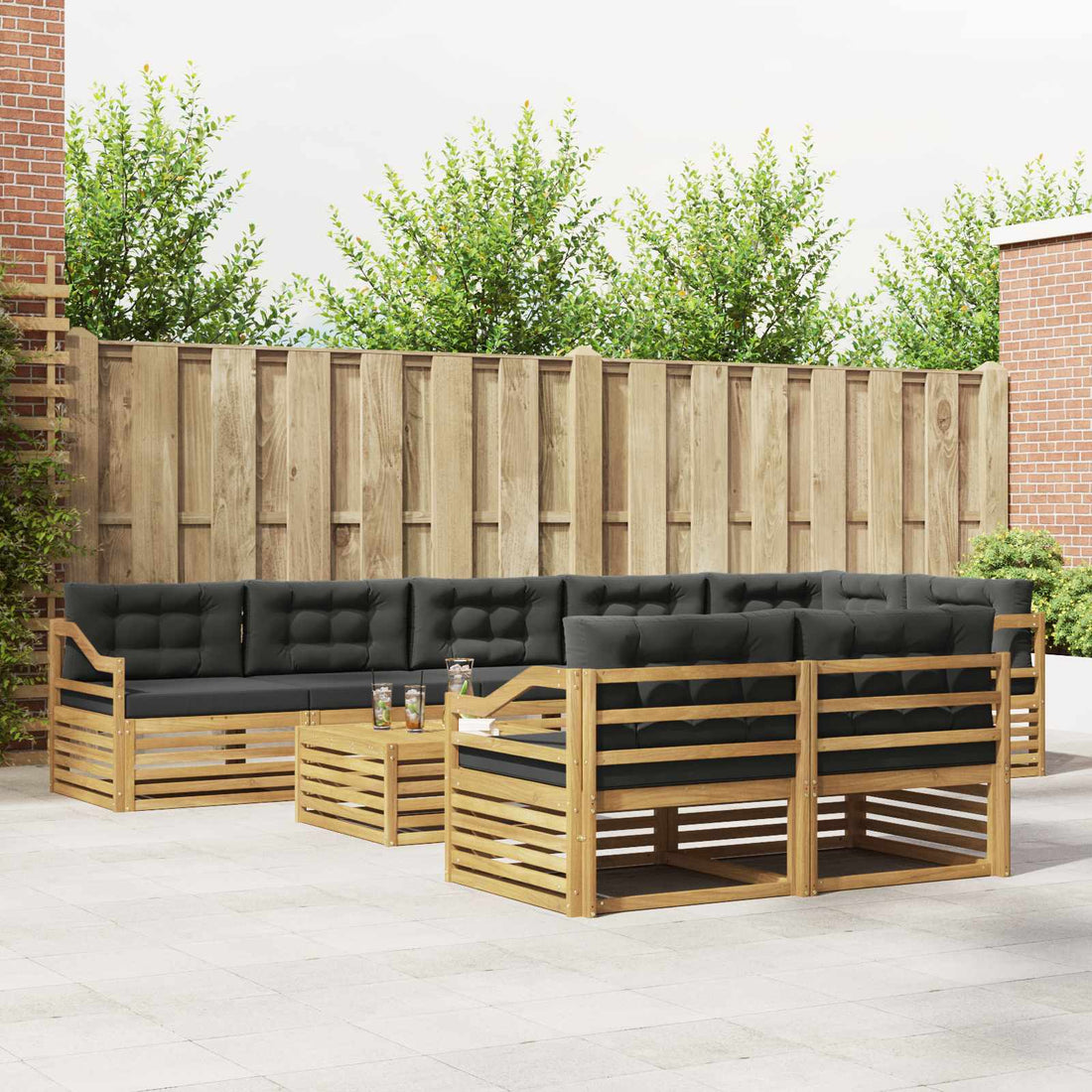 vidaXL Conjunto de sofás de exterior 9 uds. Blanco y Antracita