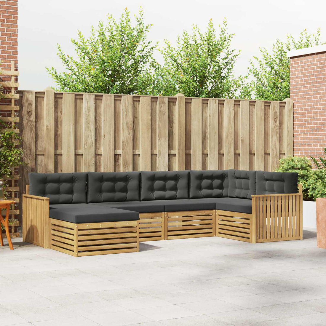 vidaXL Conjunto de sofás de exterior 6 uds. Blanco y Antracita