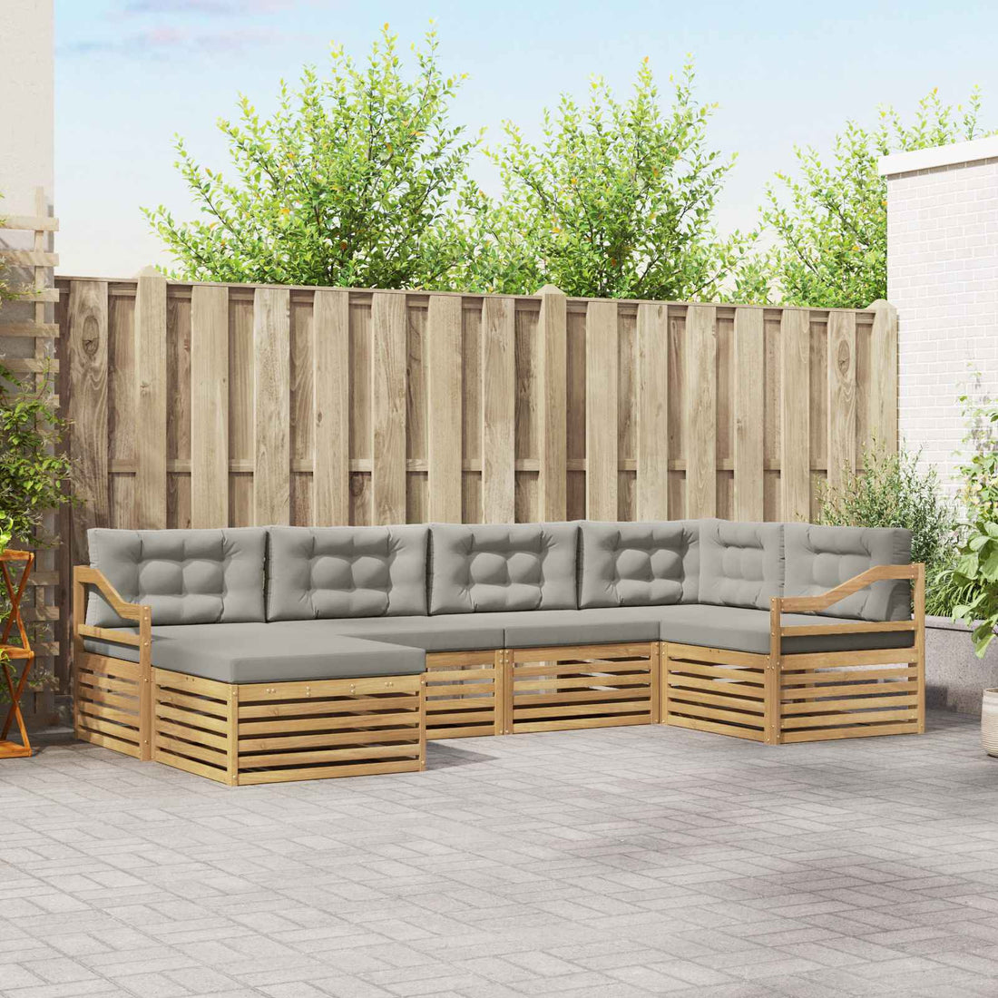 vidaXL Conjunto de sofás de exterior 6 uds. Blanco y Gris Claro