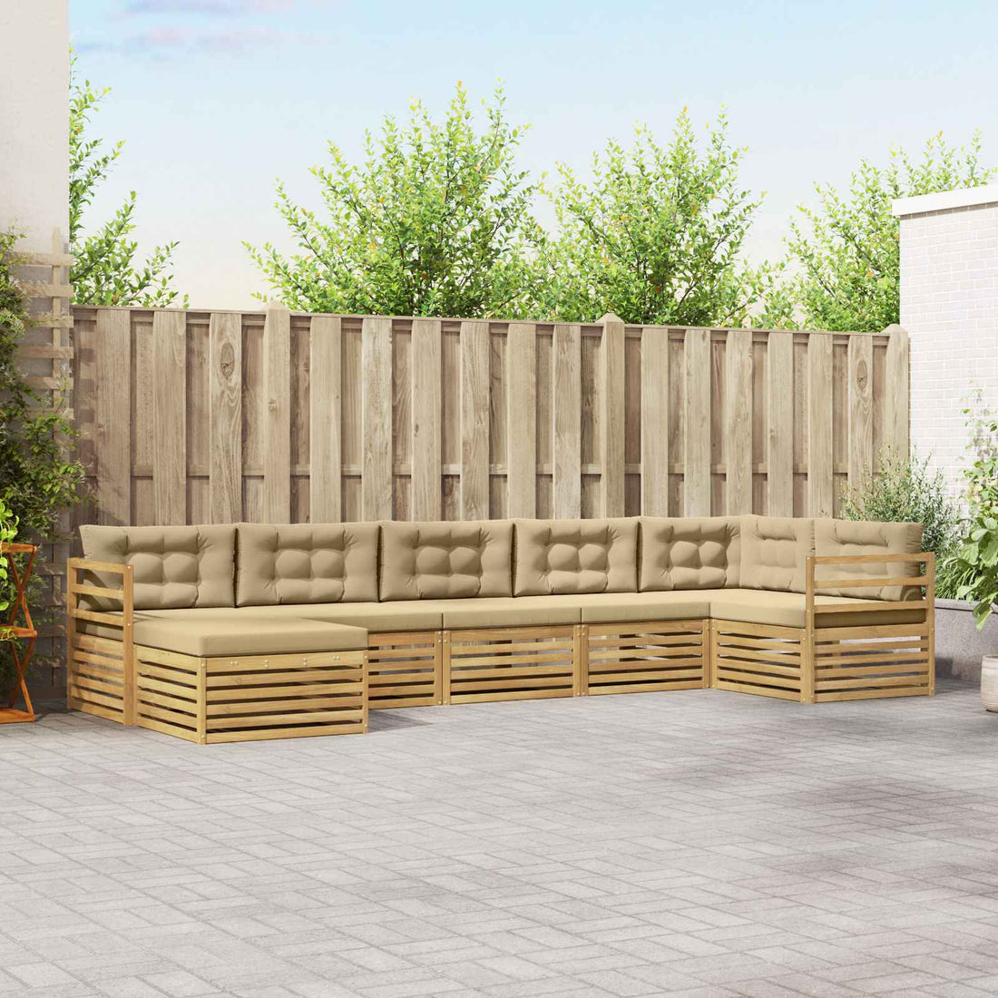 vidaXL Conjunto de sofás de exterior 7 uds. y Beige