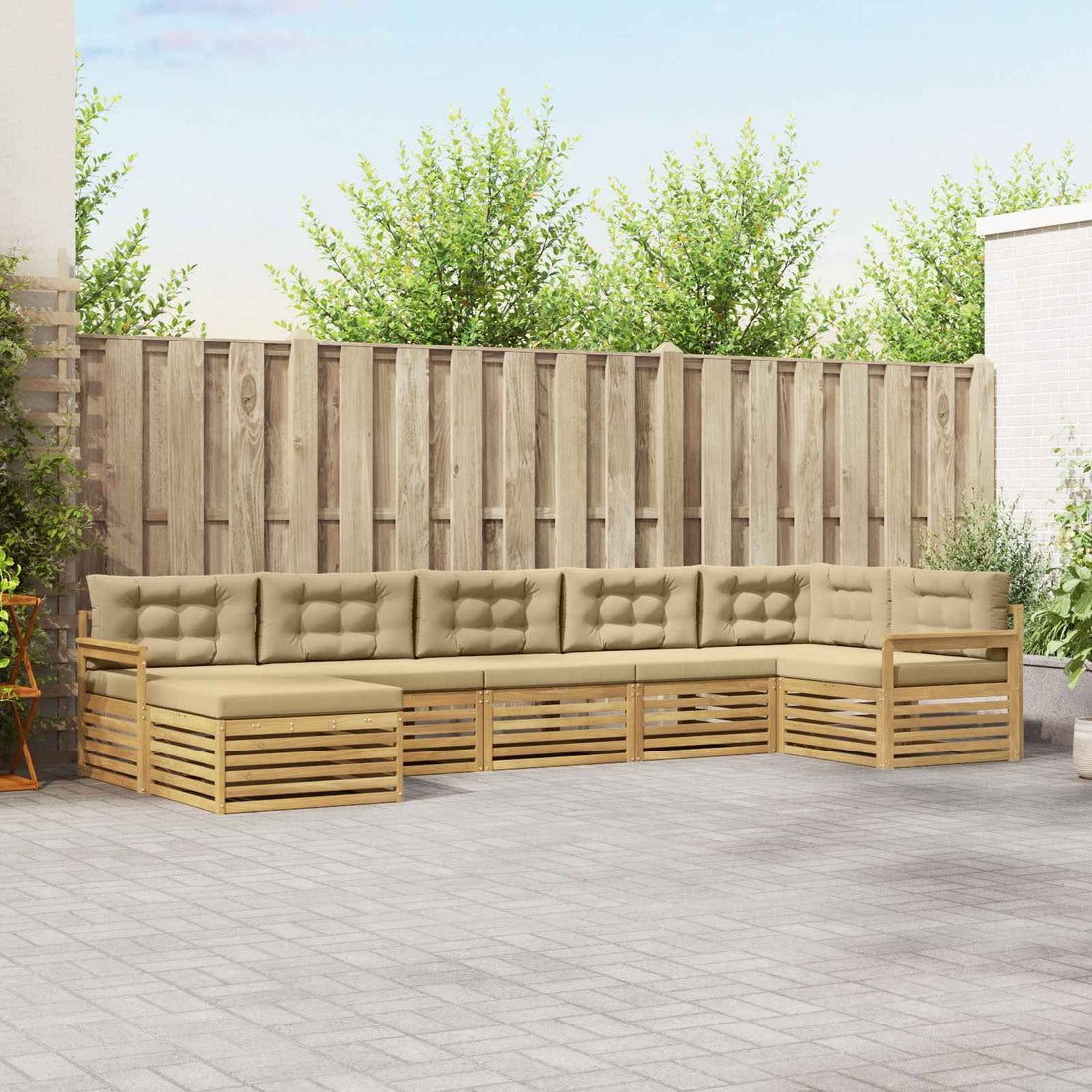 vidaXL Conjunto de sofás de exterior 7 uds. y Beige