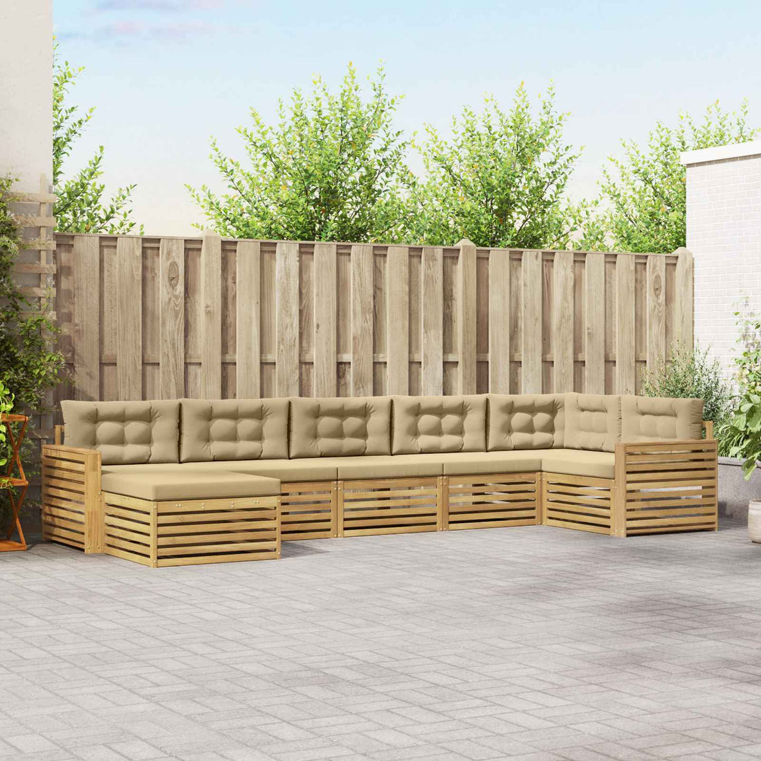 vidaXL Conjunto de sofás de exterior 7 uds. y Beige