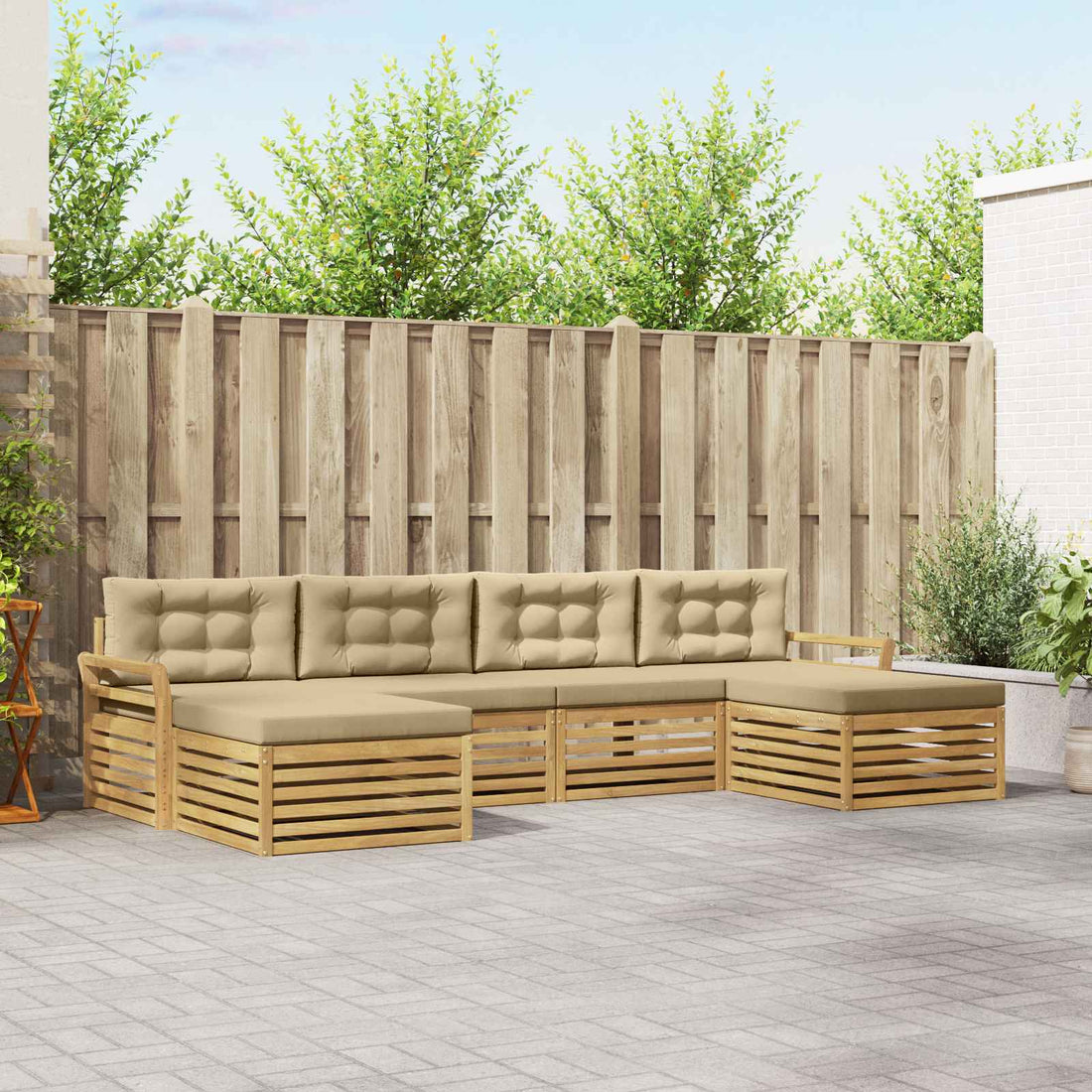 vidaXL Conjunto de sofás de exterior 6 uds. y Beige