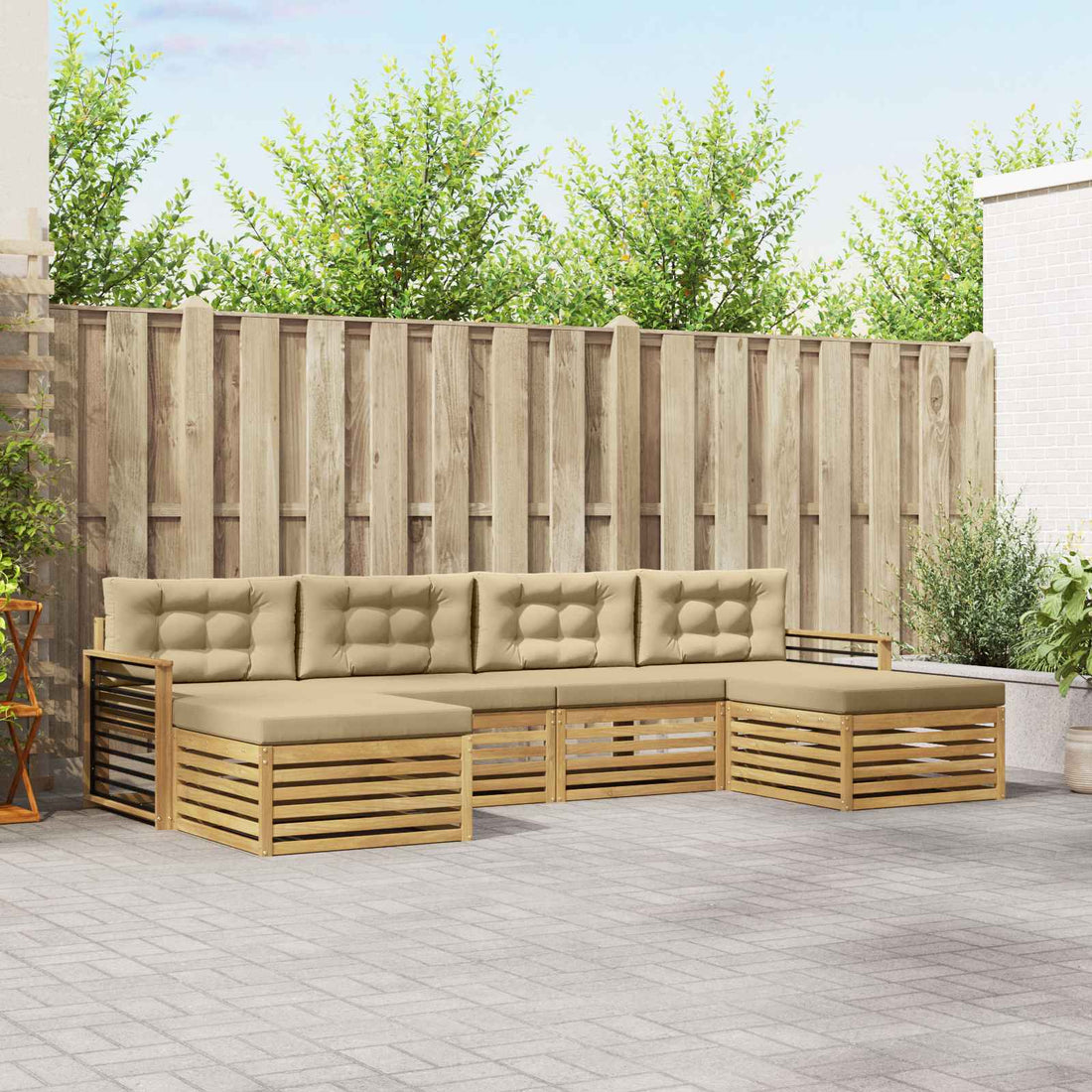 vidaXL Conjunto de sofás de exterior 6 uds. y Beige