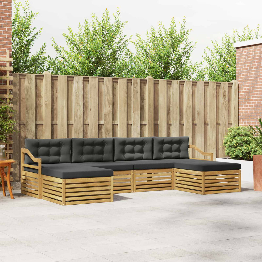 vidaXL Conjunto de sofás de exterior 6 uds. Blanco y Antracita
