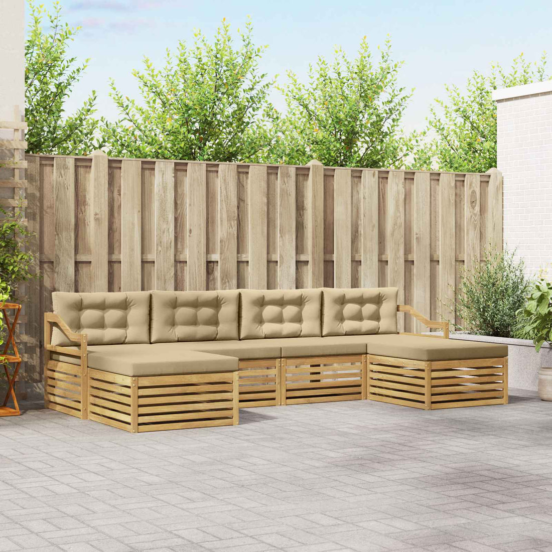 vidaXL Conjunto de sofás de exterior 6 uds. y Beige
