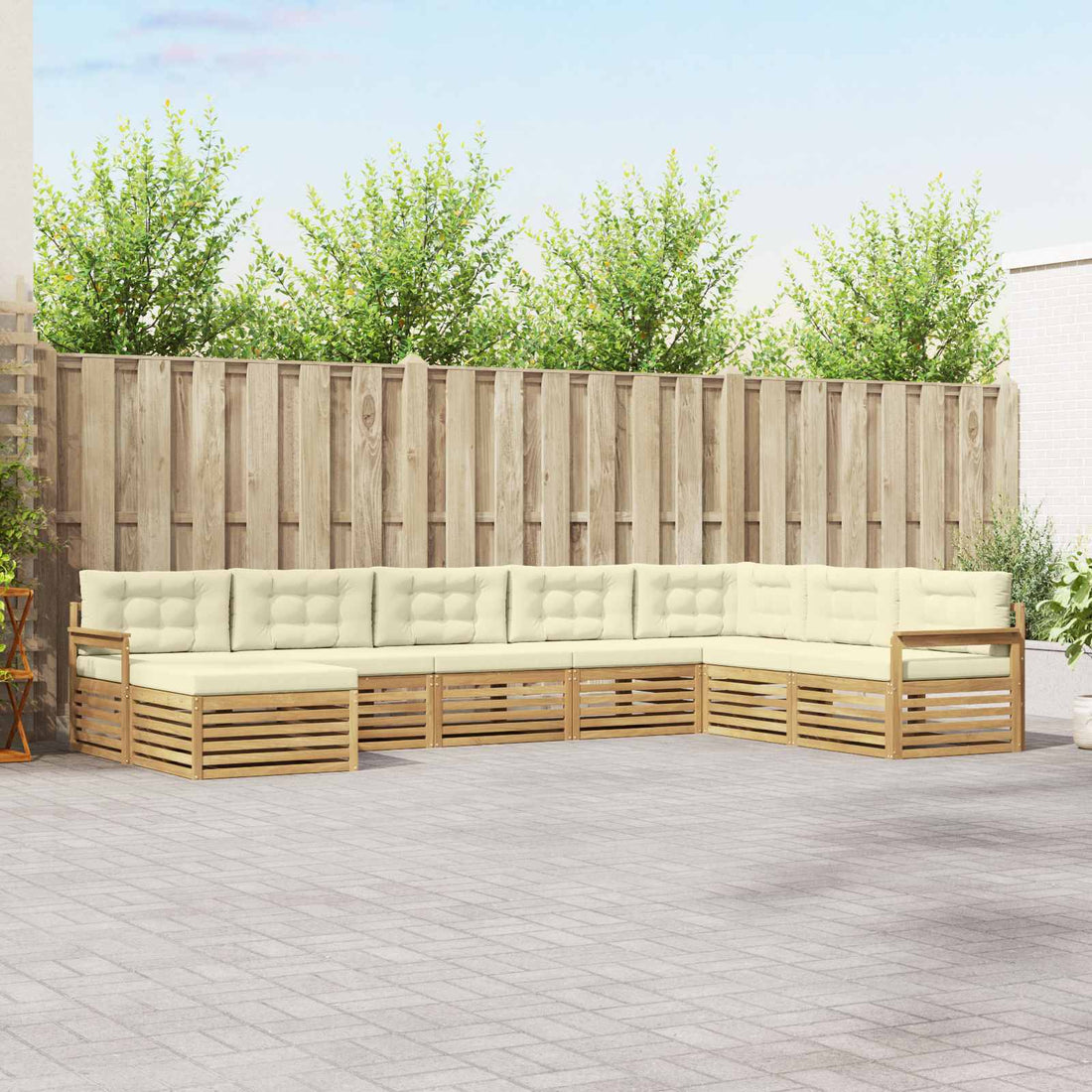 vidaXL Conjunto de sofás de exterior 8 uds. Blanco y Crema