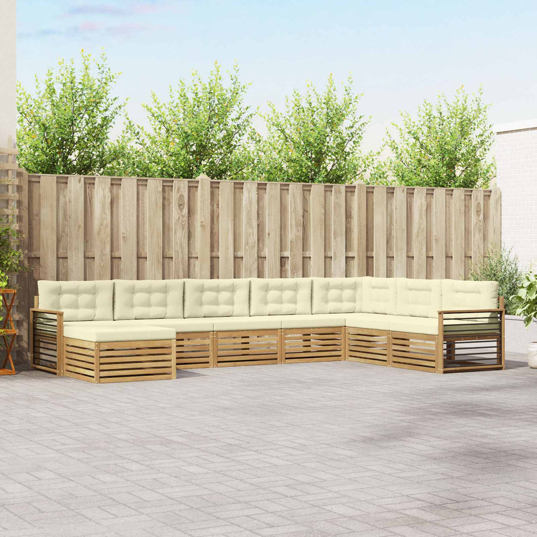 vidaXL Conjunto de sofás de exterior 8 uds. Blanco y Crema