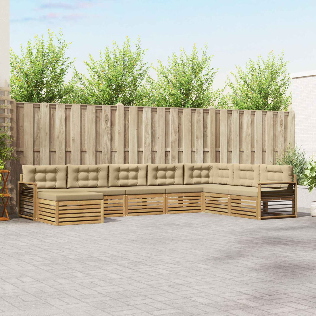 vidaXL Conjunto de sofás de exterior 8 uds. y Beige