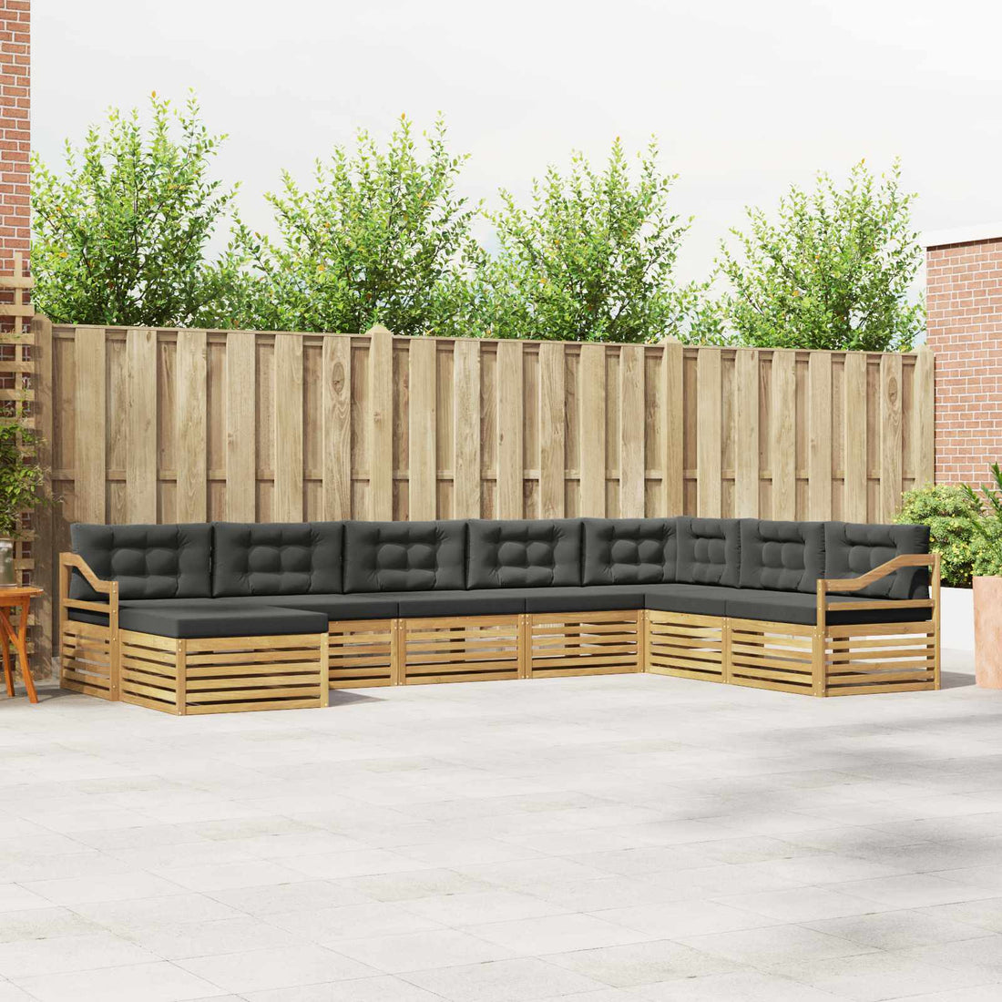 vidaXL Conjunto de sofás de exterior 8 uds. Blanco y Antracita